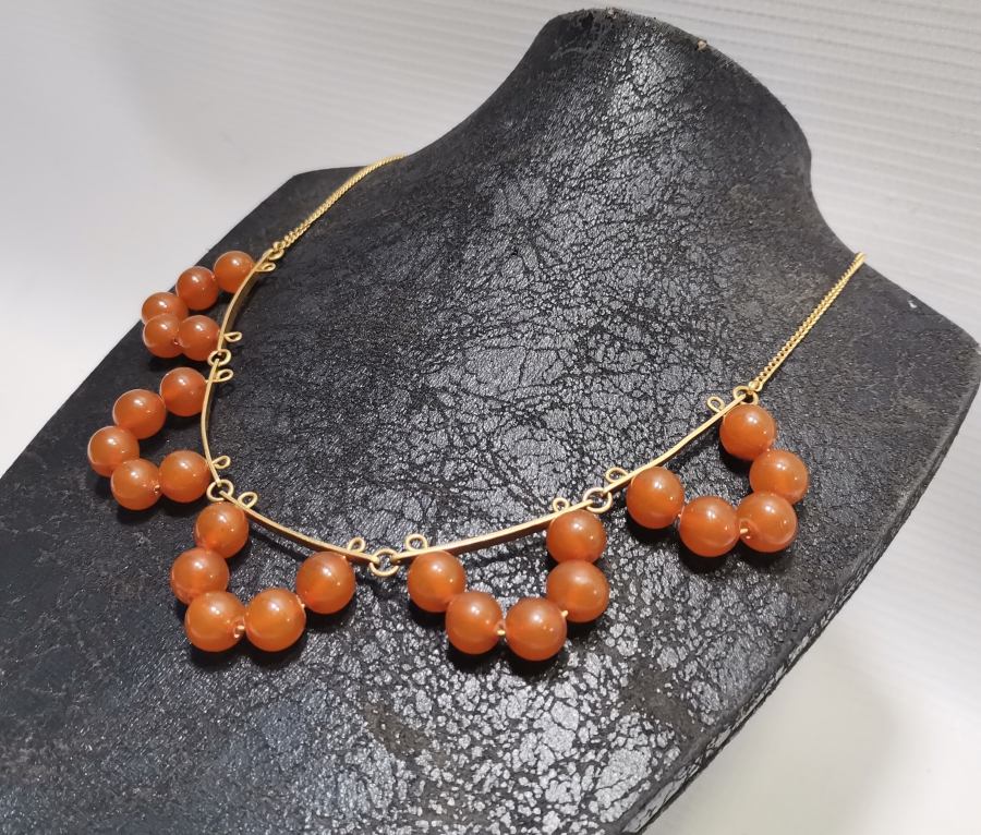 ÖZEL YAPIM ANTİKA DAMLA KEHRİBAR GERDANLIK