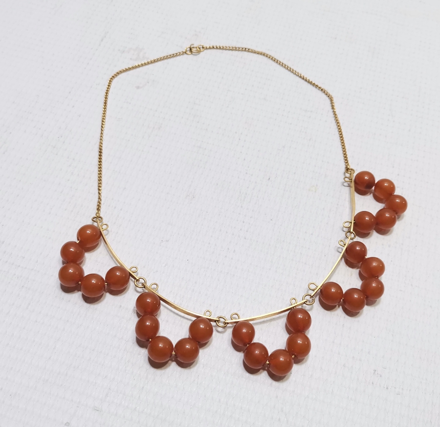 ÖZEL YAPIM ANTİKA DAMLA KEHRİBAR GERDANLIK