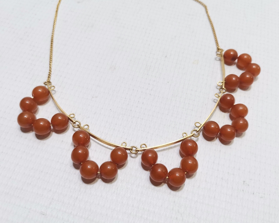 ÖZEL YAPIM ANTİKA DAMLA KEHRİBAR GERDANLIK