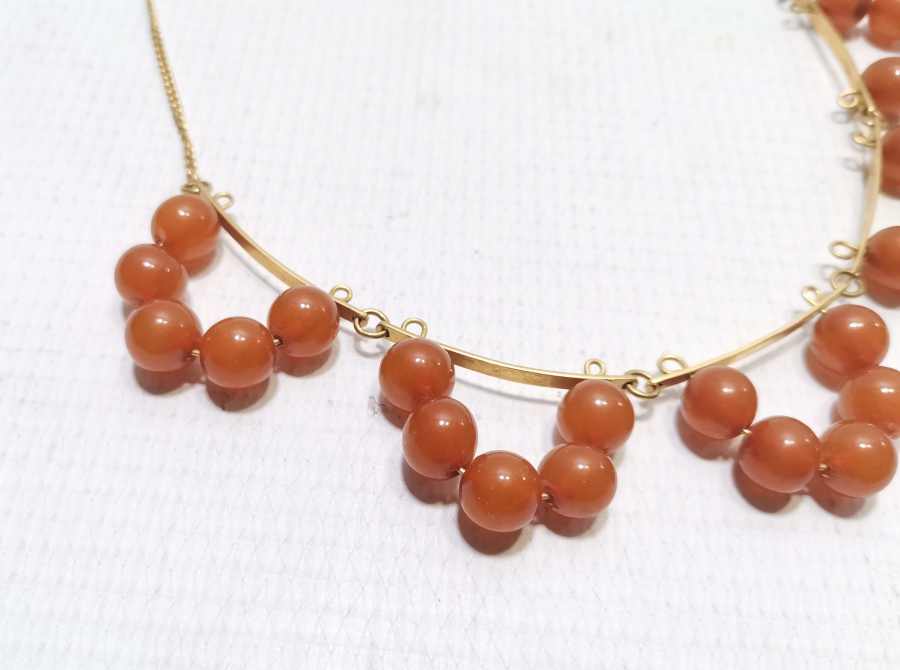 ÖZEL YAPIM ANTİKA DAMLA KEHRİBAR GERDANLIK