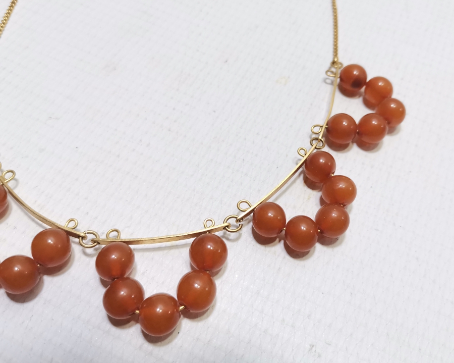 ÖZEL YAPIM ANTİKA DAMLA KEHRİBAR GERDANLIK