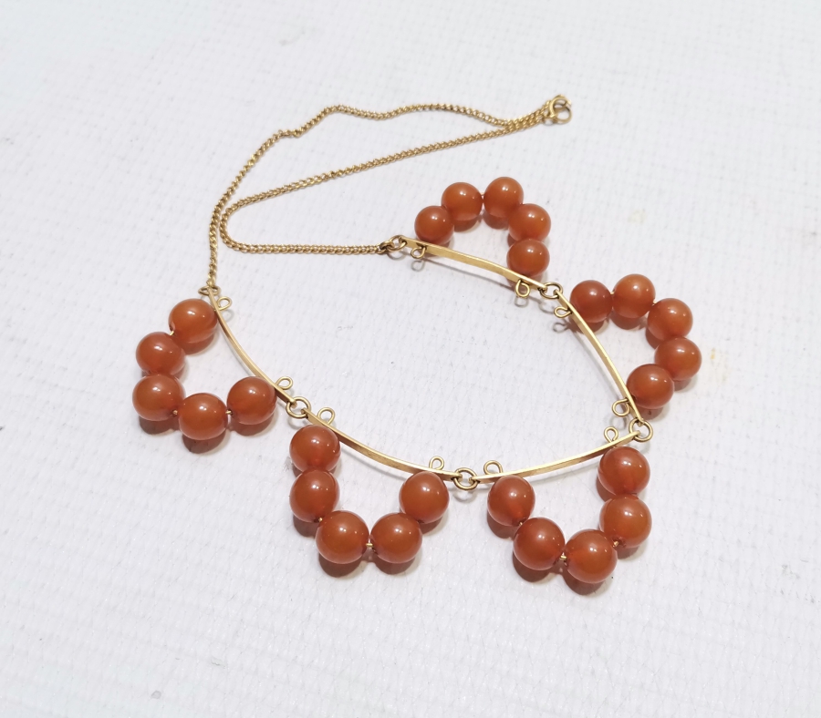 ÖZEL YAPIM ANTİKA DAMLA KEHRİBAR GERDANLIK