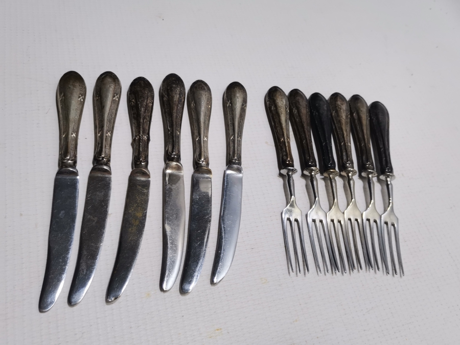 GÜMÜŞ SAPLI ALTILI ÇATAL BIÇAK SETİ