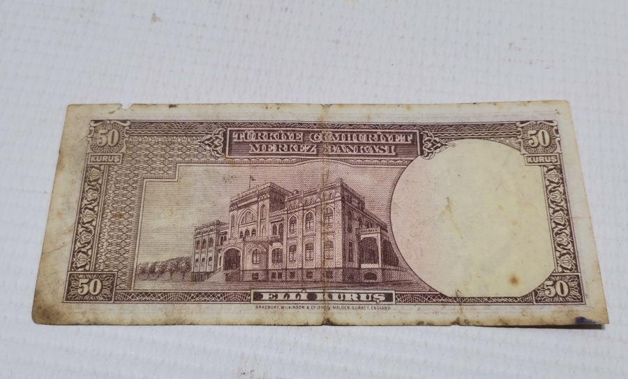 İSMET İNÖNÜ BATAN GEMİ NADİR KAĞIT 50 KURUŞ