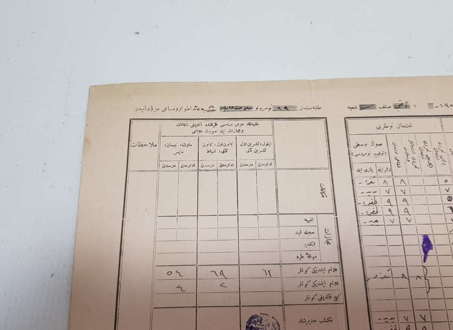 1926 YILI ÖĞRENCİ KARNESİ