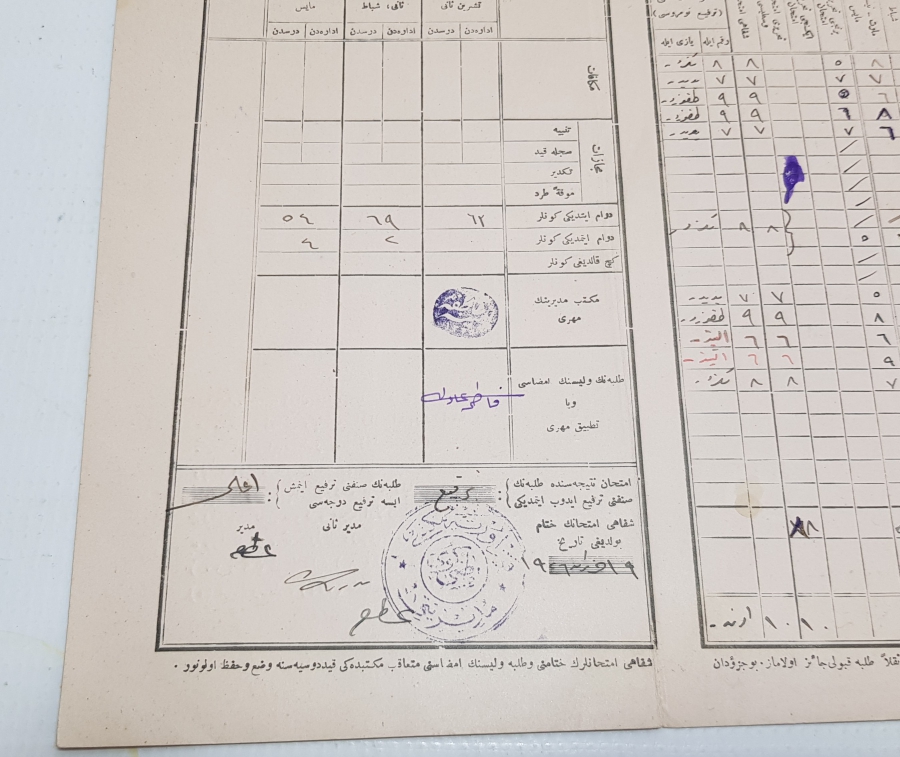 1926 YILI ÖĞRENCİ KARNESİ