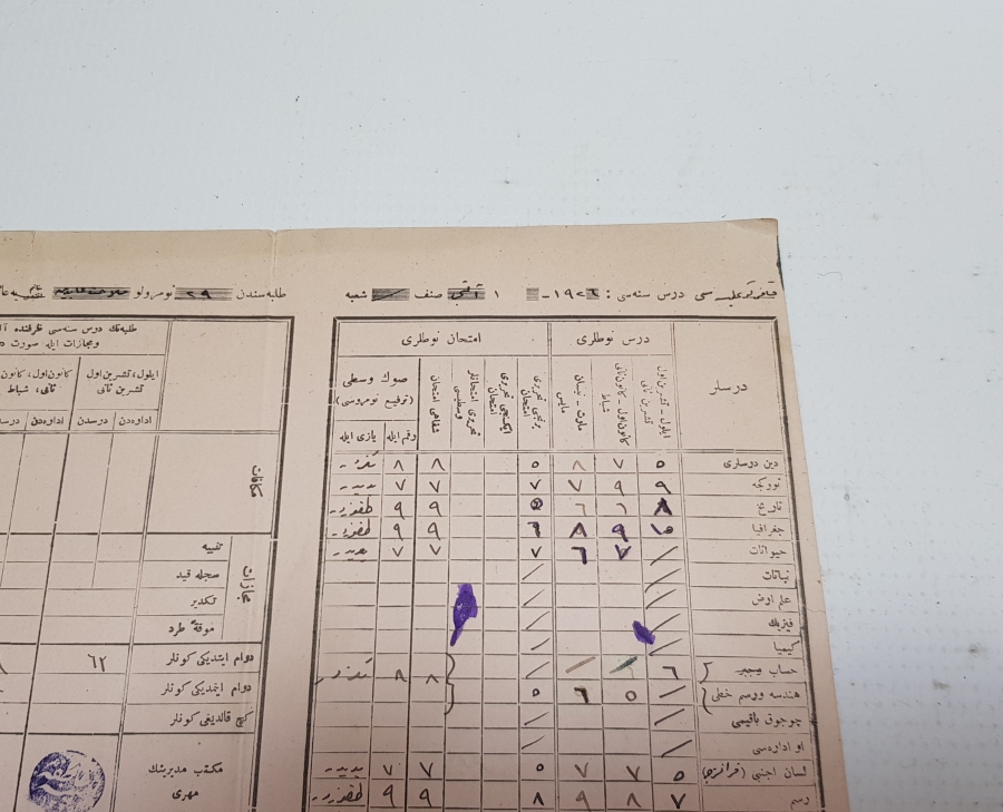 1926 YILI ÖĞRENCİ KARNESİ