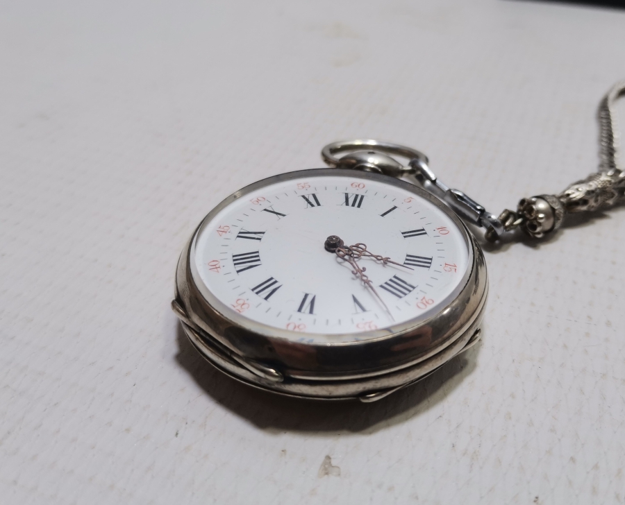 GÜMÜŞ KÖSTEĞİYLE OSMANLI DÖNEMİ GÜMÜŞ KASA CEP SAATİ