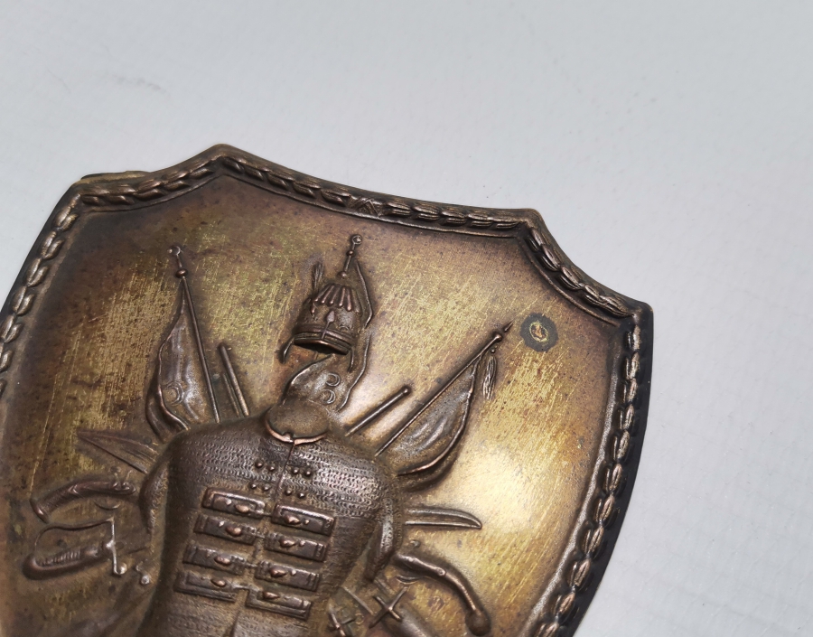 ÜZERİNDE PRİMİTİF OSMANLI DEVLET ARMASI BULUNAN NADİR İLK DÖNEM BÜYÜK BOY PLAKET - APLİK