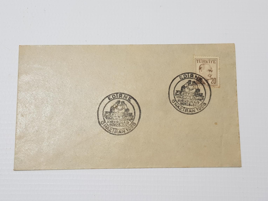 1958 EDİRNE KIRKPINAR GÜREŞLERİ İLK GÜN ZARFI