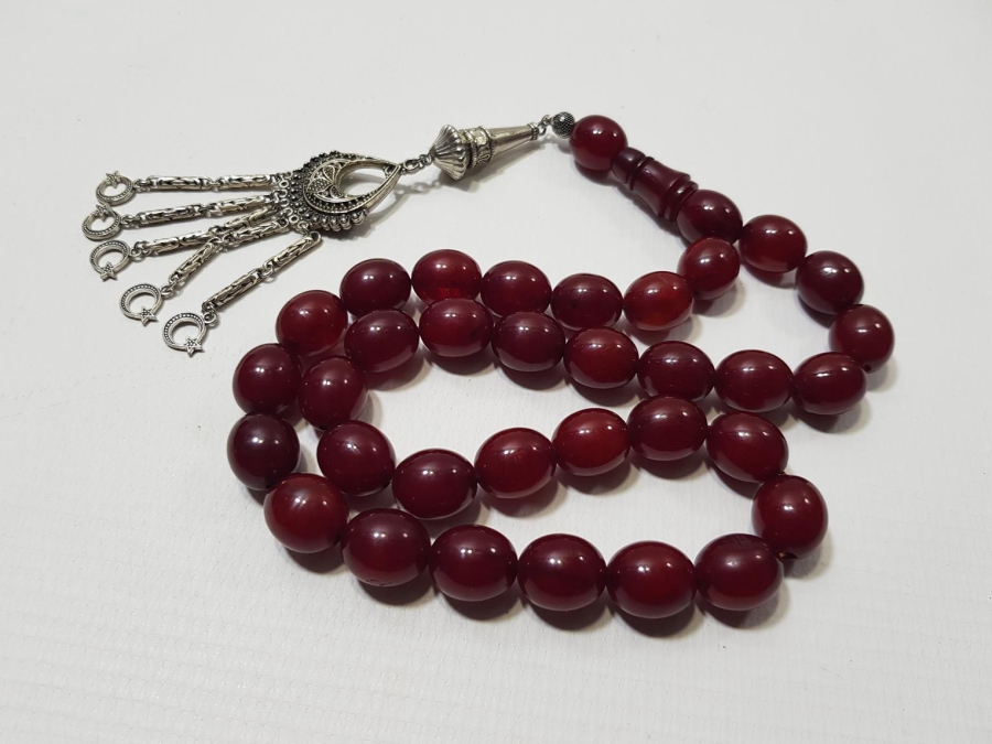 BÜYÜK BOY HARELİ SIKMA KEHRİBAR TESPİH