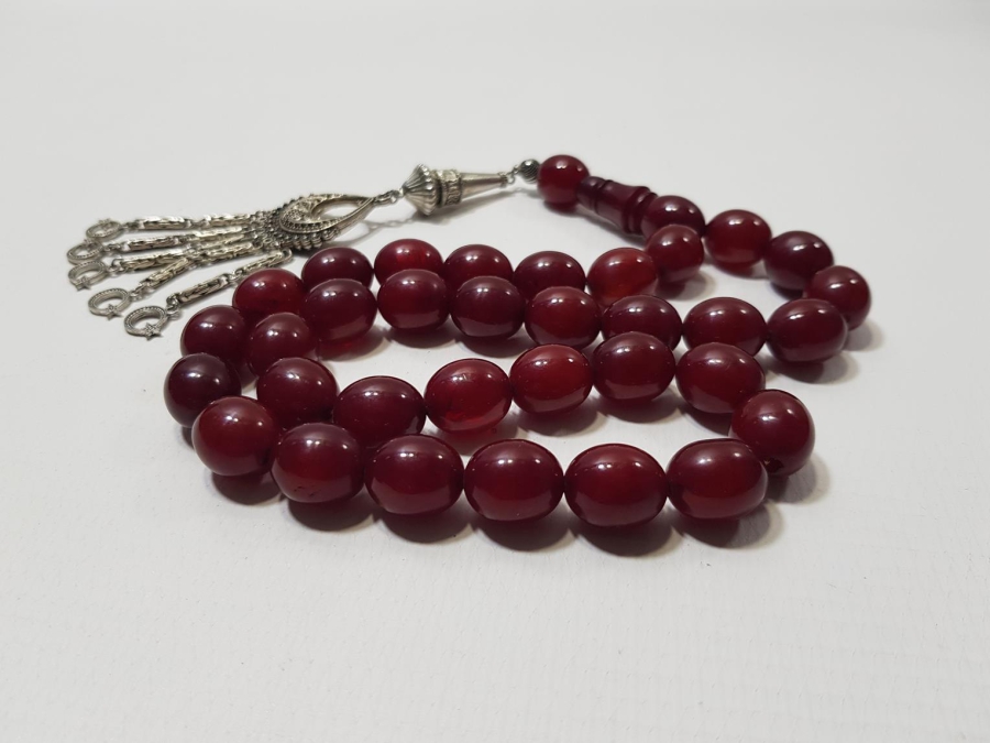 BÜYÜK BOY HARELİ SIKMA KEHRİBAR TESPİH