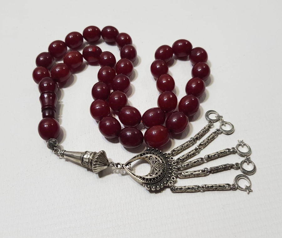 BÜYÜK BOY HARELİ SIKMA KEHRİBAR TESPİH