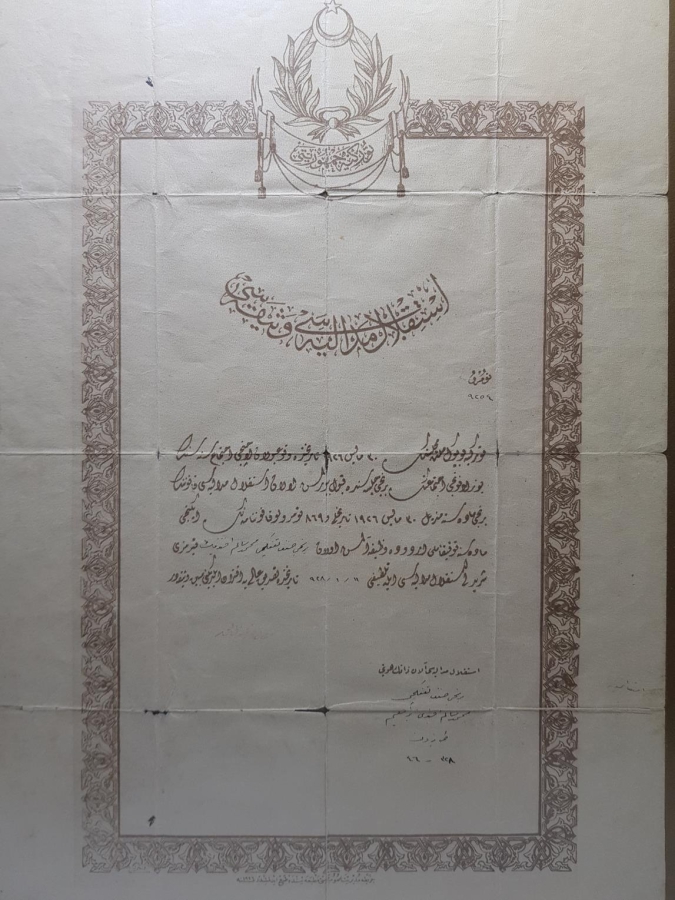 OSMANLICA İSTİKLAL MADALYASI BERATI