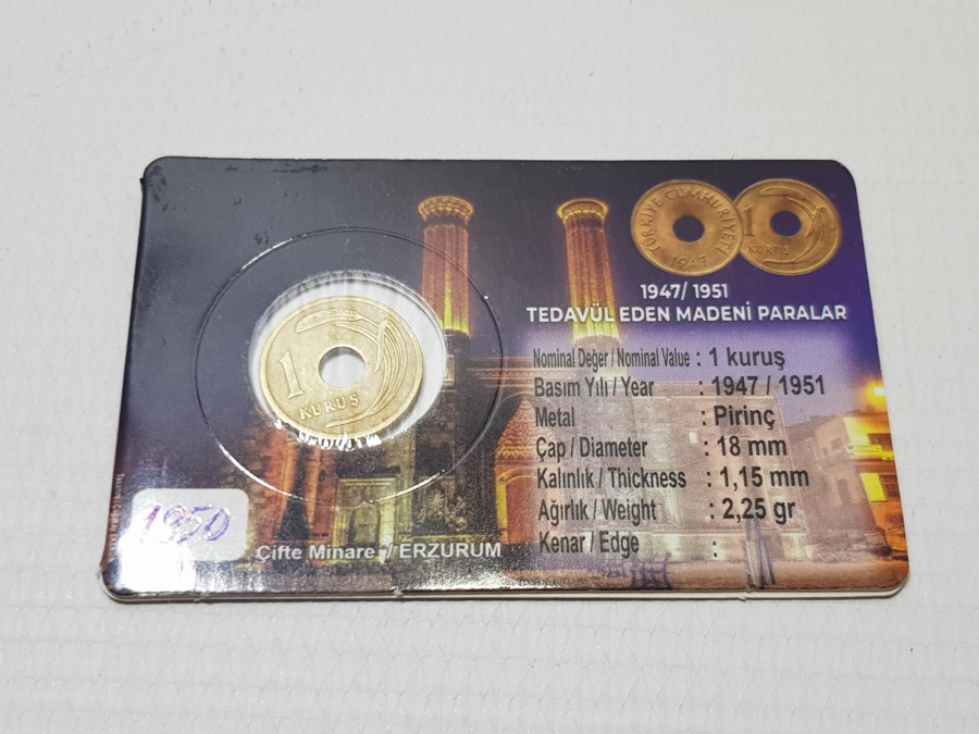1950 TARİHLİ DELİKLİ 1 KURUŞ