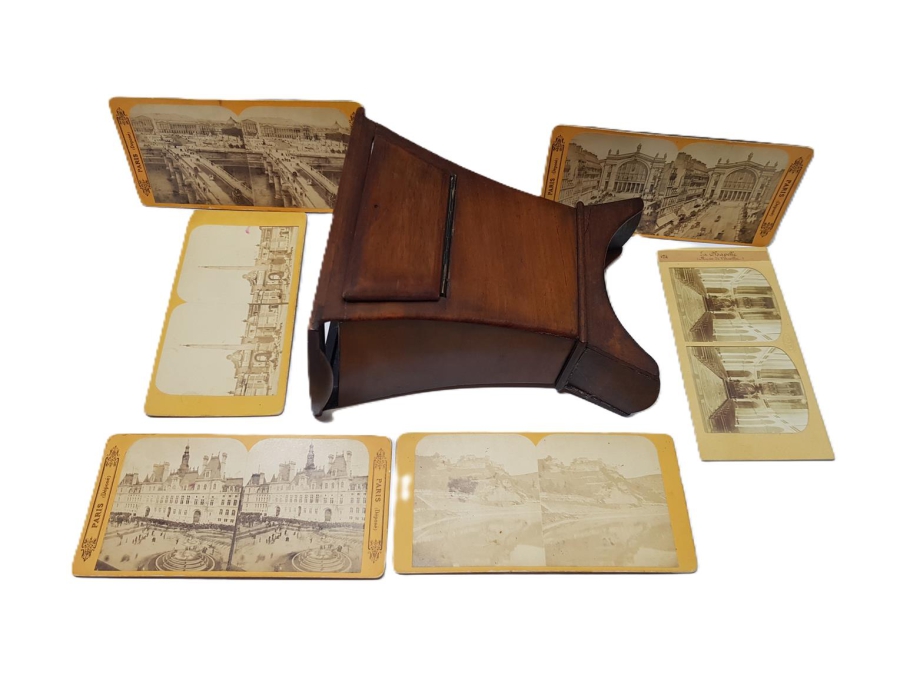 ANTİKA STEOROSKOP VE 6 ADET FOTOĞRAF