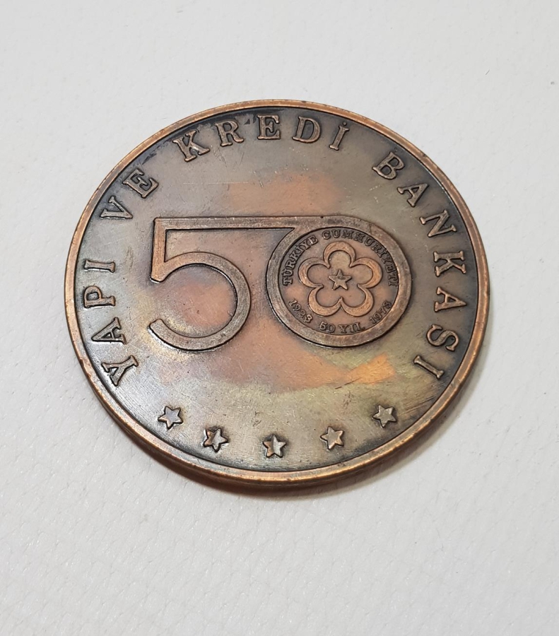 1973 YAPI VE KREDİ BANKASI ANKARA ATATÜRK KİTAPLIĞI AÇILIŞ HATIRASI MADALYON