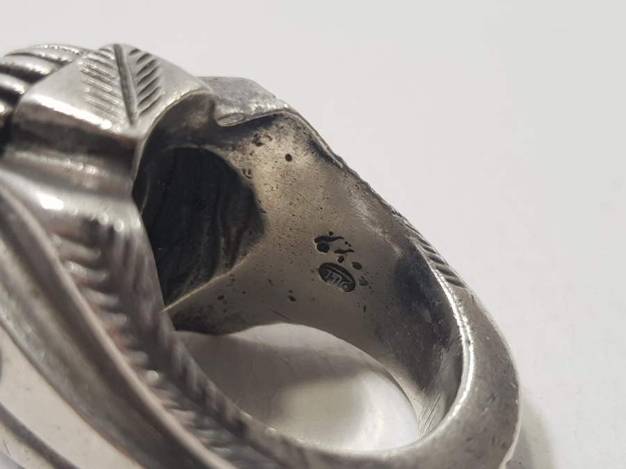 OSMANLICA DAMGALI TOPAZ TAŞLI GÜMÜŞ YÜZÜK