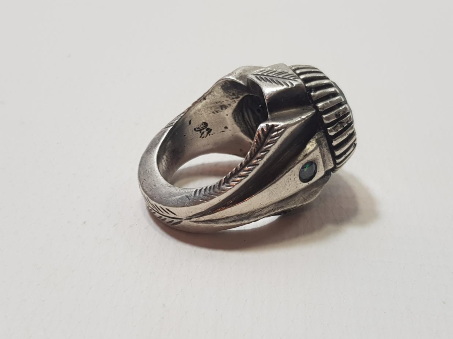 OSMANLICA DAMGALI TOPAZ TAŞLI GÜMÜŞ YÜZÜK