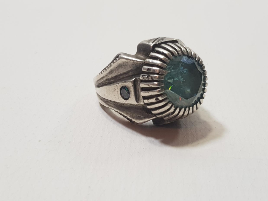 OSMANLICA DAMGALI TOPAZ TAŞLI GÜMÜŞ YÜZÜK