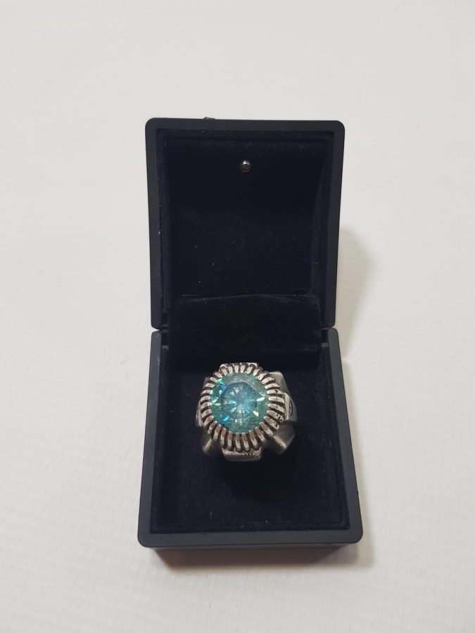 OSMANLICA DAMGALI TOPAZ TAŞLI GÜMÜŞ YÜZÜK