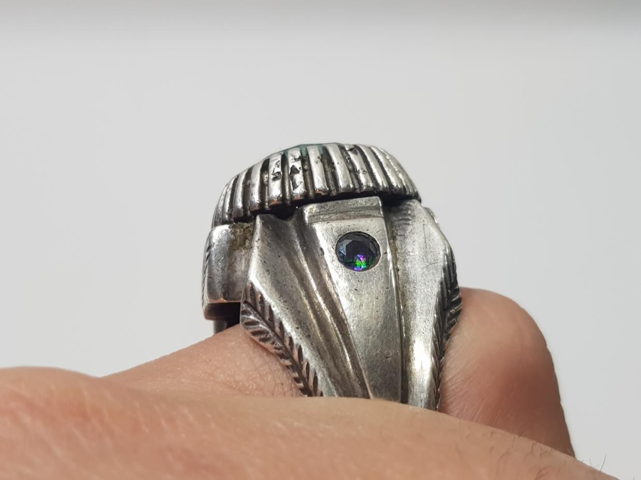 OSMANLICA DAMGALI TOPAZ TAŞLI GÜMÜŞ YÜZÜK