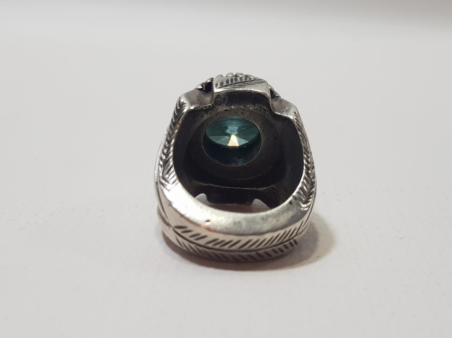 OSMANLICA DAMGALI TOPAZ TAŞLI GÜMÜŞ YÜZÜK