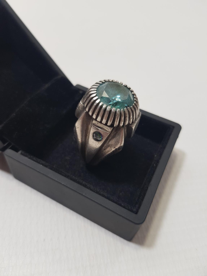 OSMANLICA DAMGALI TOPAZ TAŞLI GÜMÜŞ YÜZÜK