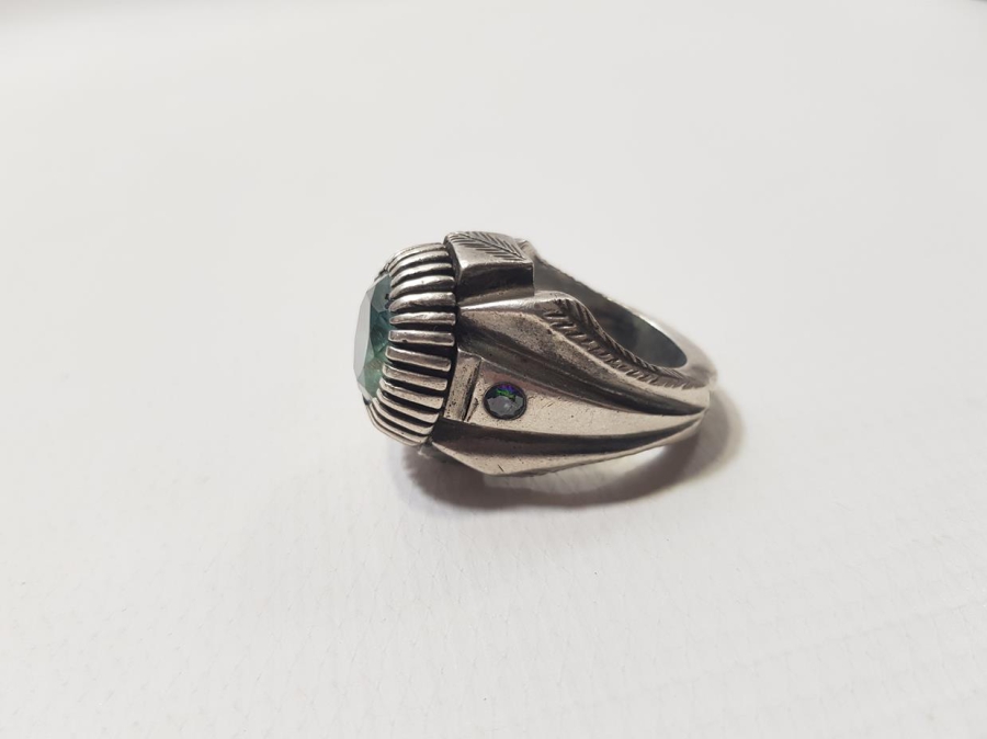 OSMANLICA DAMGALI TOPAZ TAŞLI GÜMÜŞ YÜZÜK