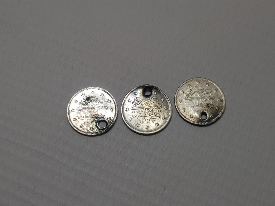 SULTAN MEHMED REŞAD DÖNEMİ 3 ADET GÜMÜŞ 2 KURUŞ
