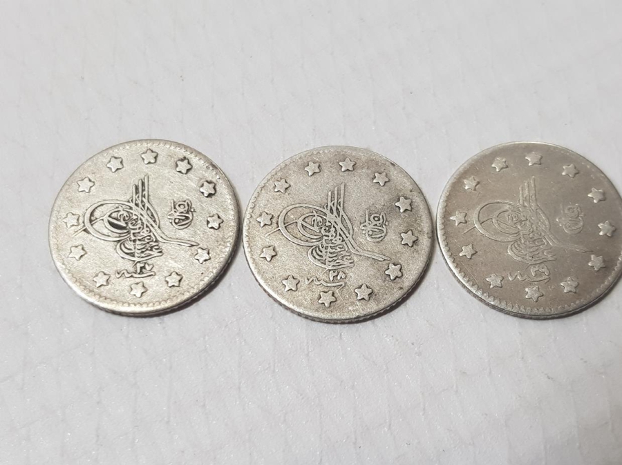 SULTAN ABDULHAMİT DÖNEMİ 3 ADET GÜMÜŞ 1 KURUŞ