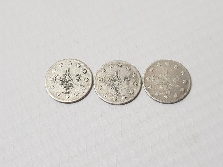 SULTAN ABDULHAMİT DÖNEMİ 3 ADET GÜMÜŞ 1 KURUŞ