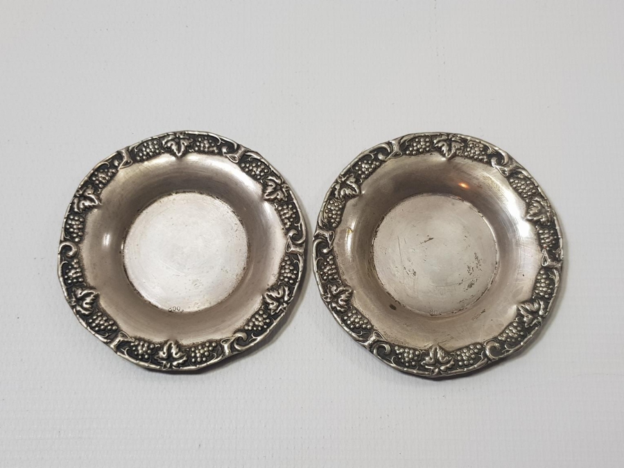 BİR ÇİFT GÜMÜŞ ÇAY TABAĞI