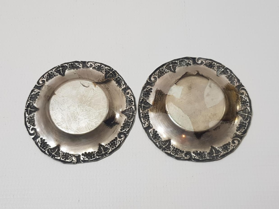 BİR ÇİFT GÜMÜŞ ÇAY TABAĞI