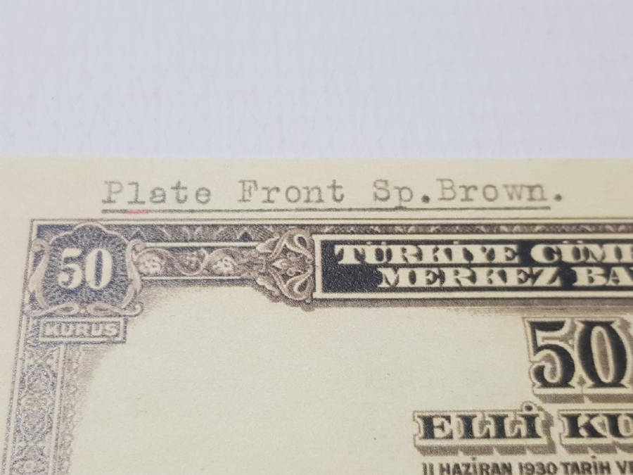 1940 İSMET İNÖNÜ RESİMLİ 50 KURUŞ DENEME BASKI ÇOK NADİR PARA