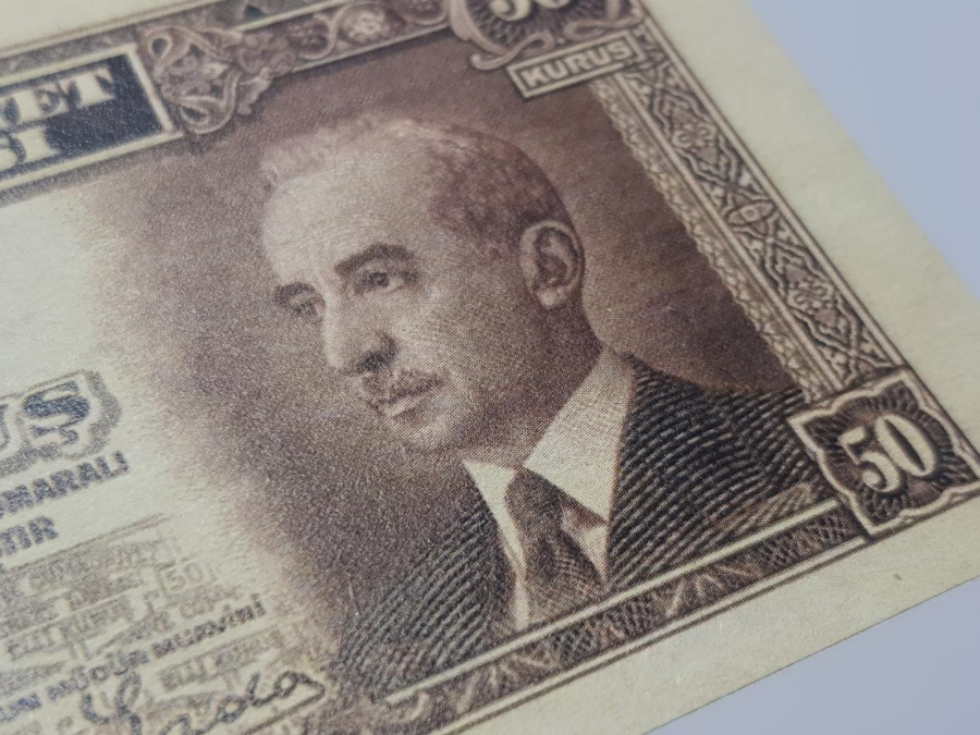 1940 İSMET İNÖNÜ RESİMLİ 50 KURUŞ DENEME BASKI ÇOK NADİR PARA