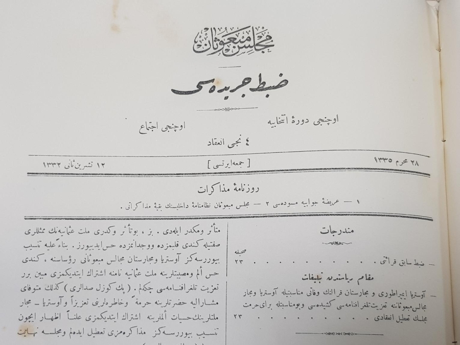 1. DÜNYA SAVAŞI 1916-1917 TARİHLİ 62 ADET MECLİS-İ MEBUSAN TUTANAKLARI