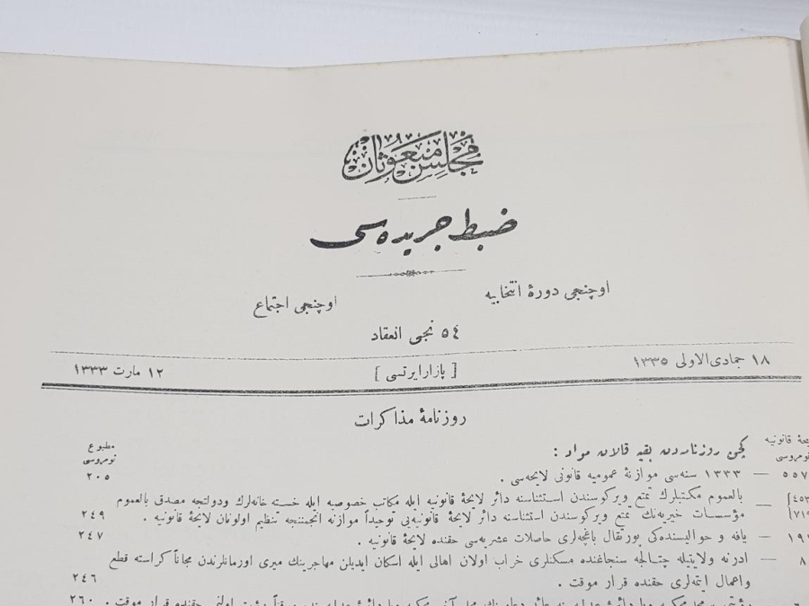 1. DÜNYA SAVAŞI 1916-1917 TARİHLİ 62 ADET MECLİS-İ MEBUSAN TUTANAKLARI