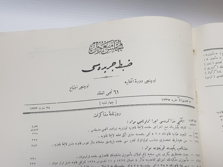 1. DÜNYA SAVAŞI 1916-1917 TARİHLİ 62 ADET MECLİS-İ MEBUSAN TUTANAKLARI