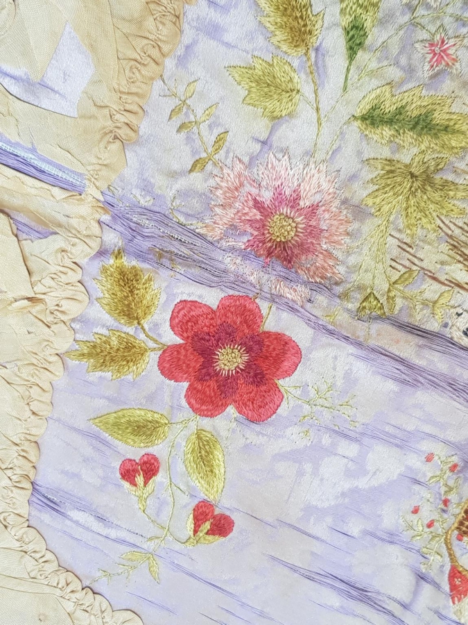 OSMANLI DÖNEMİ İZMİR RUM İŞİ EL İŞLEME İPEK PANO