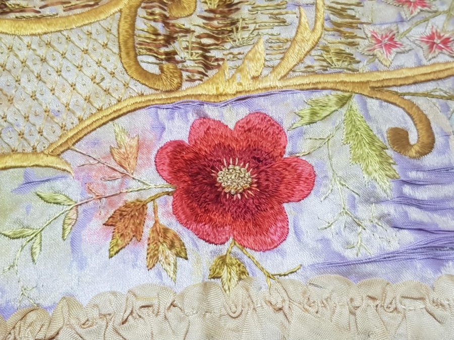 OSMANLI DÖNEMİ İZMİR RUM İŞİ EL İŞLEME İPEK PANO