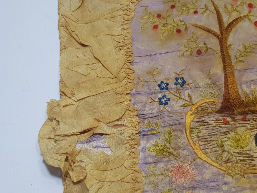 OSMANLI DÖNEMİ İZMİR RUM İŞİ EL İŞLEME İPEK PANO