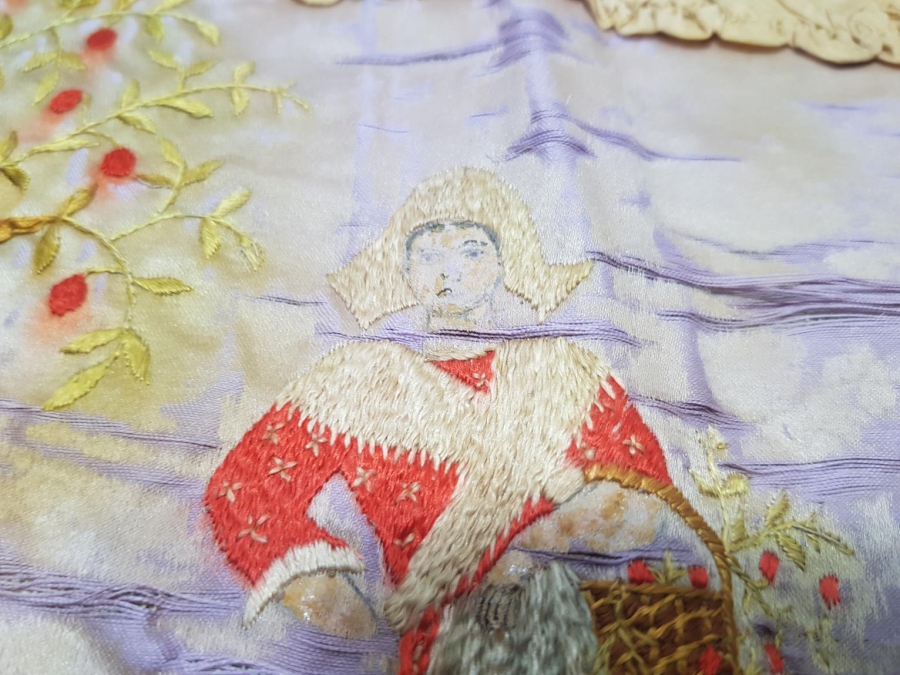 OSMANLI DÖNEMİ İZMİR RUM İŞİ EL İŞLEME İPEK PANO