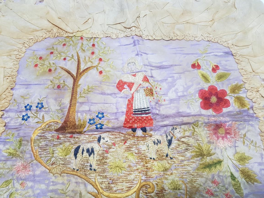 OSMANLI DÖNEMİ İZMİR RUM İŞİ EL İŞLEME İPEK PANO