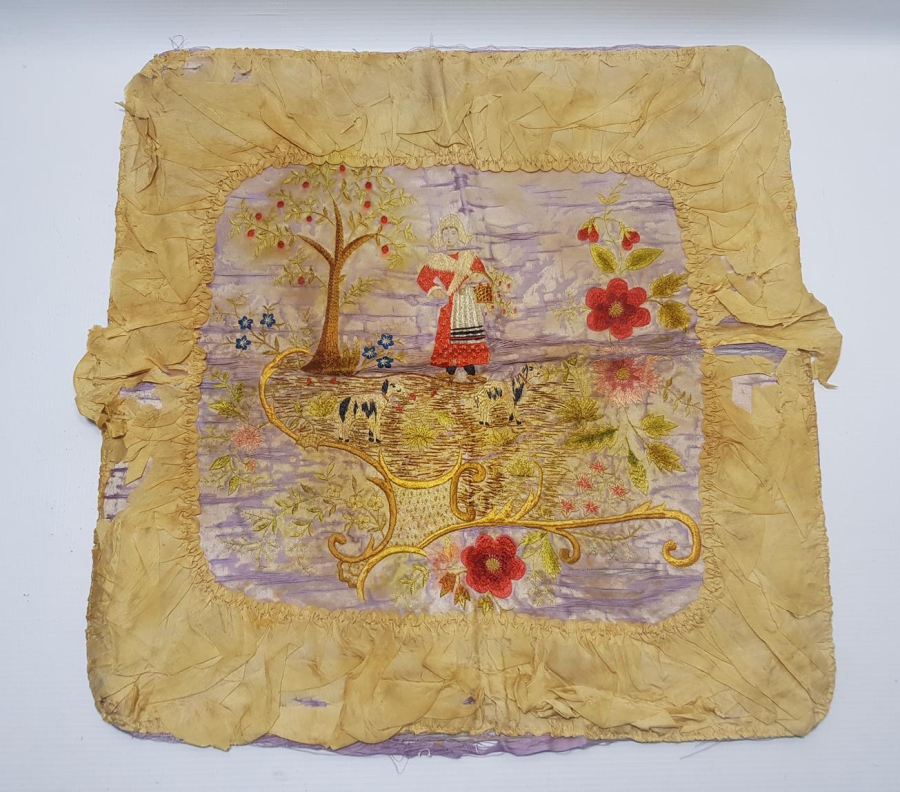 OSMANLI DÖNEMİ İZMİR RUM İŞİ EL İŞLEME İPEK PANO