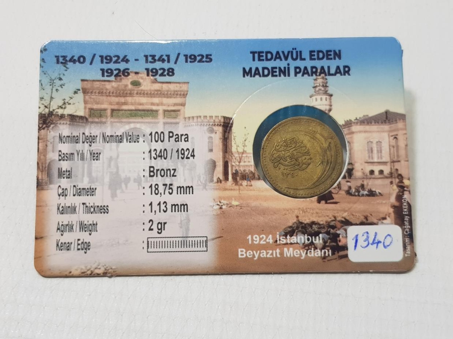 TÜRKİYE CUMHURİYETİNİN OSMANLICA YAZILI İLK PARASI - 100 PARA - NADİR