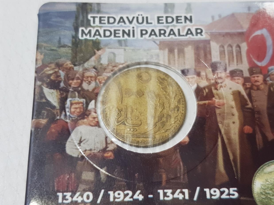 TÜRKİYE CUMHURİYETİNİN OSMANLICA YAZILI İLK PARASI - 100 PARA - NADİR