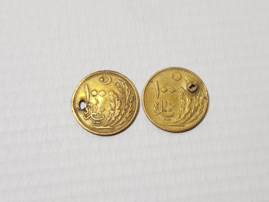 TÜRKİYE CUMHURİYETİNİN OSMANLICA YAZILI İLK 100 PARASI - NADİR - 2 ADET