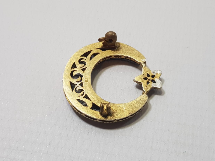 ANTİKA AY YILDIZ GÜMÜŞ BROŞ