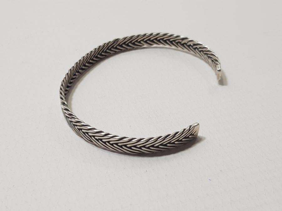 ANTİKA HASIR ÖRME GÜMÜŞ BİLEZİK